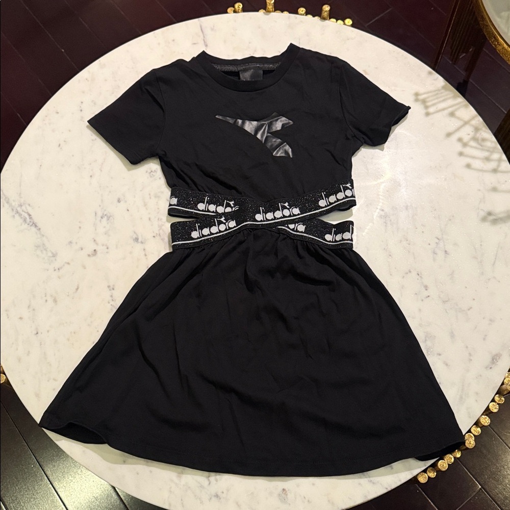 Diadora Black Dress with Logo and Belt